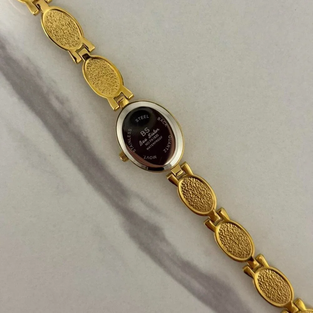 Sku0318 Retro Gold White Gemstone Women Watch Bracelet Stainless steel +gift bag